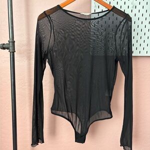 Black Sheer Long Sleeve Top